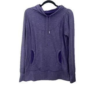 PrAna Women’s Ember Sweatshirt‎ Cowl Neck Purple Kangaroo Pockets size M